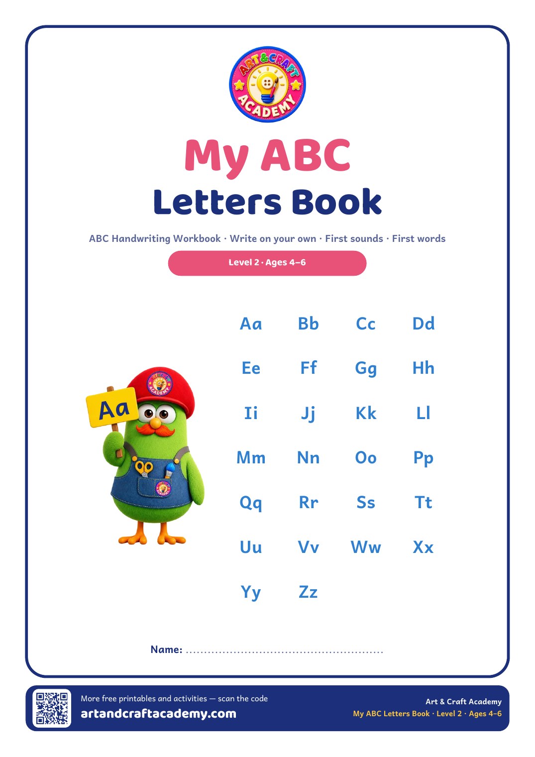 ABC Handwriting Workbook for Ages 4–6: Write Letters and First Words (Free PDF, Level 2)