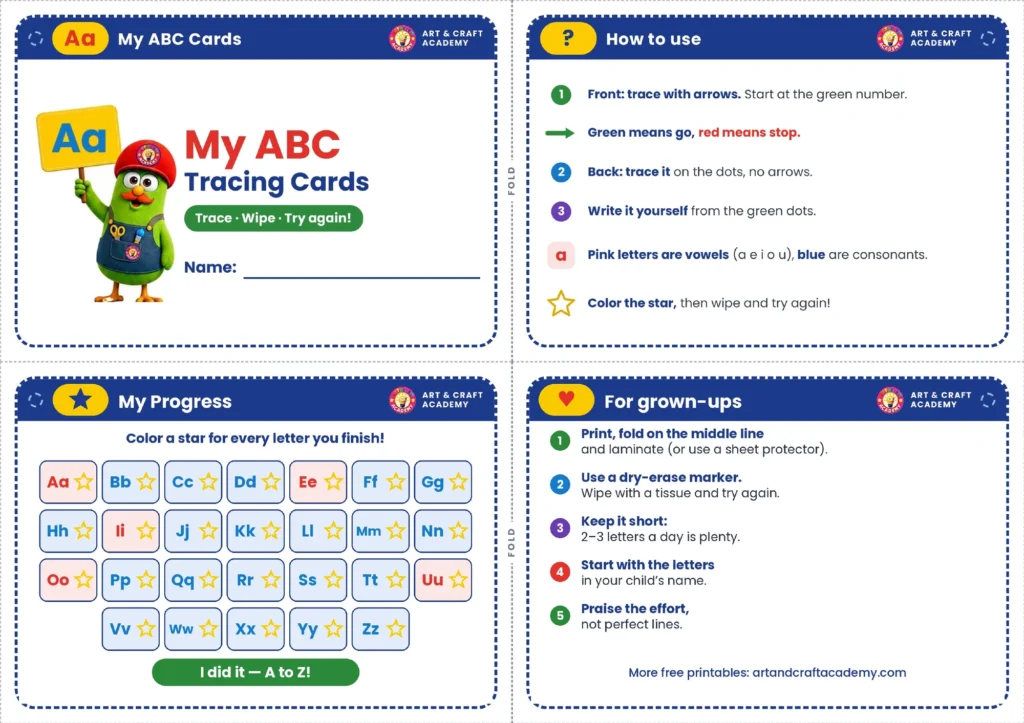 ABC Tracing Cards A–Z — Trace, Wipe, Try Again (Free PDF)