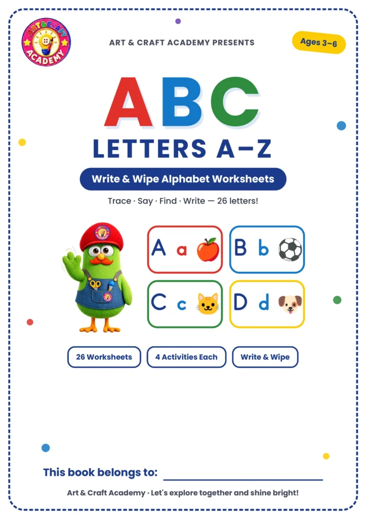 Letters A–Z Write & Wipe Alphabet Worksheets (Free PDF)